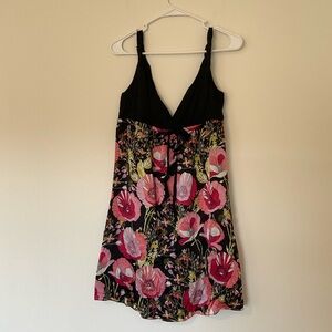Y2K Vintage Guess Silk Floral Black Pink Babydoll Dress 5 Romantic Whimsigoth
